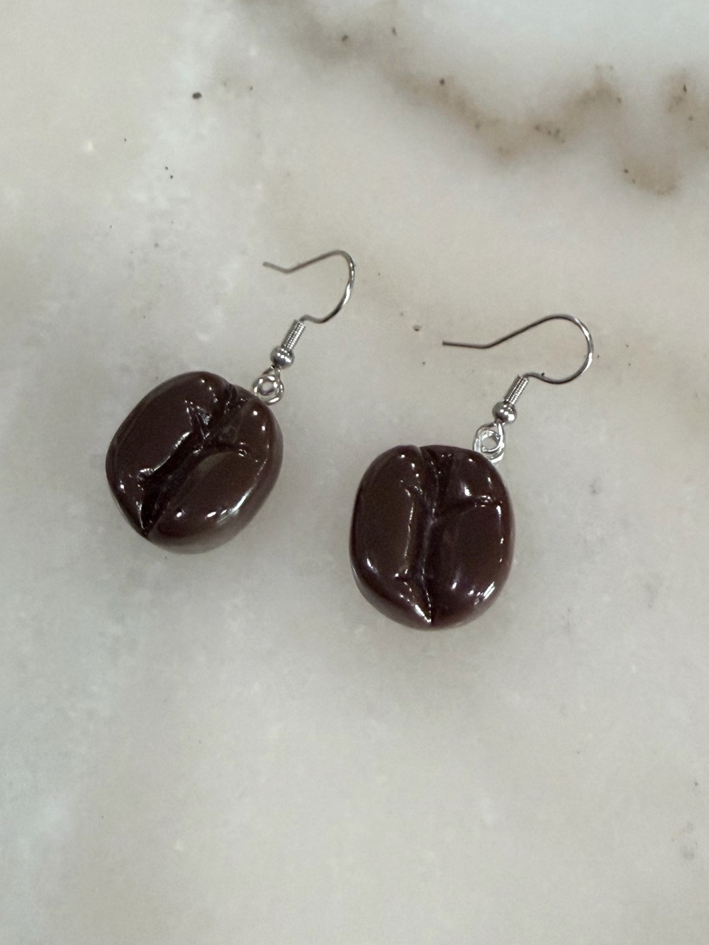 Brown Coffee Bean Drop Earrings Handmade Novelty Jewelr